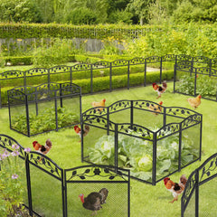 5 Panel Decorative Garden Entry Path Fence Black Metal Garden Dog Animal Barrier Border Outdoor