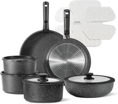 17pcs Pots and Pans Set Non Stick, Nonstick Cookware Set with Removable Handle,RV Kitchen Set