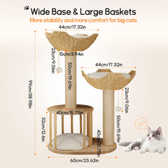 Cat Climbing Tree Indoor Kittens Activity Center 3-Tier Tower with Scratching Post for Cat Furniture