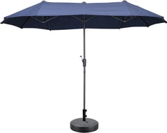 13Ft Large Patio Umbrella with Base Outdoor Double-Sided Market Extra Large Table Umbrella Easy Crank for Yard, Poolside