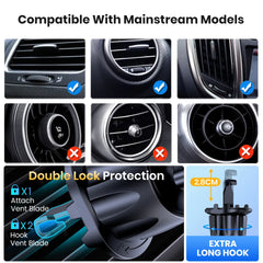 TOPK D46G Car Phone Holder Mount, Upgraded Metal Hook Cell Phone Holder For Car Air Vent Compatible With All Phones