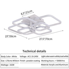 Modern LED Ceiling Lamp White Acrylic Chandelier Fixture Nordic Aluminum Lights Living Dining Room Lustre Hall Decor Plafon
