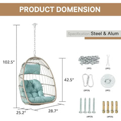 Indoor/outdoor Foldable Rattan Swing Hammock Seat Hanging Egg Chair Without Bracket With Cushion/headrest Garden Furniture Foot