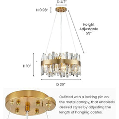 Modern Round Crystal Chandelier Ceiling Light Fixture 12 Lights Gold Pendant Light for Living Dining Room Kitchen Island Dia 1