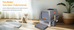 XXL Stainless Steel Cat Litter Box Enclosed Puppy Cat Litter Tray with Lid Large Litter Pan High Wall Side Easy Cleaning Toilet