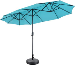 13Ft Large Patio Umbrella with Base Outdoor Double-Sided Market Extra Large Table Umbrella Easy Crank for Yard, Poolside