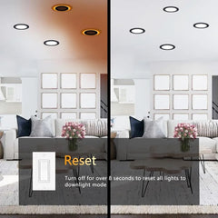 12 Pack Black Recessed Lights 6 Inch with Night Light-Canless Ultra Thin Wafer Downlight Indoor Outdoor Exterior Soffit Lighting