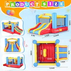 Bounce House for Kids 3-10 12.6FTx9FT Inflatable Bounce House with Double Slide Obstacle Bouncer Indoor/Outdoor Bouncy House