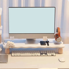 Wooden Desktop Computer Heightening Rack Comfortable Viewing Height Elevated Laptop Stand Space Saving