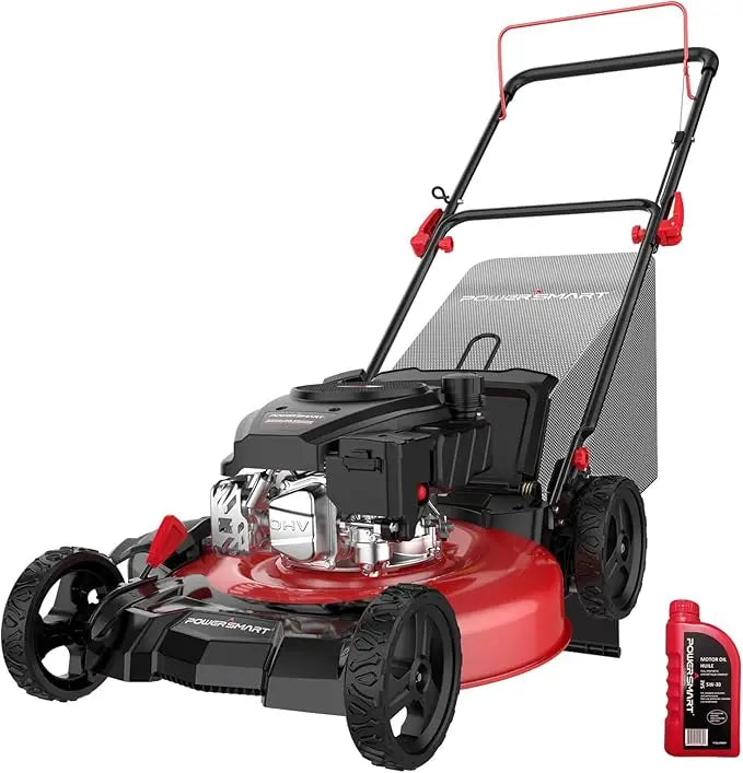 Gas Lawn Mower 21-inch, 144cc OHV Engine 3-in-1 Rear Bag, Mulch and Side Discharge, 6-Position Height Adjustment