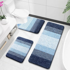 Bathroom Rugs Sets 3 Piece, Soft Absorbent Microfiber Bath Rugs and U-Shaped Contour Toilet Rug Area Rug Set
