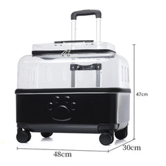 Cat Carrier with Wheels Transparent Pet Carrier Cat Trolley Case with Breathable Holes Large Space Cat Backpack for Travel