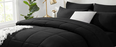 CozyLux Dark Grey California King Size Comforter Set 7 Pieces Cal King Bed in a Bag Dark Gray Bedding Sets Cali King with All Se