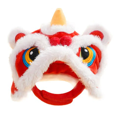 Dance Lion Hats For Cats Cute Plush Pet Hat Chinese New Year Costume Soft Warm Clothes Pets Daily Cat Dog Dress Up Supplies
