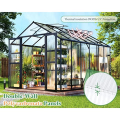 Greenhouse with Quick-Connect Fittings, Walk-in Greenhouse with 2 Swing Doors, Greenhouses for Outdoors for Garden Backyard