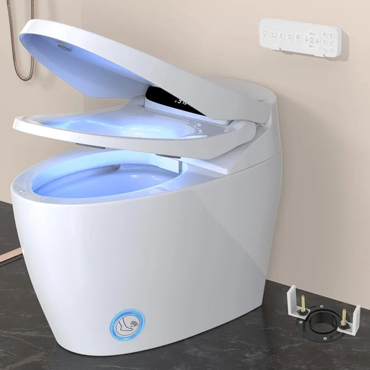 Smart Toilet with Bidet Built in, Heated Bidet Seat, Warm Water Nozzle, Air Dryer, Tankless Design – Ideal for Modern Bathrooms