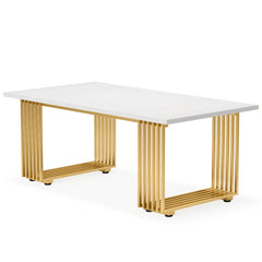 Tribesigns 70.9" Modern Office Desk, Wooden Computer Desk, White Executive Desk with Gold Metal Legs, Small Conference Table