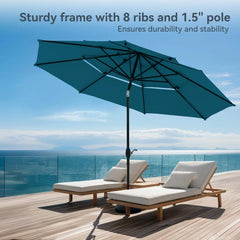10ft Patio Umbrellas, Outdoor 3 Tier Vented Large Market Table Umbrella with 8 Sturdy Ribs and 1.5" Umbrellla Pole