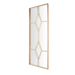 Oversized Gold Metal Frame Diamond Windowpane Classic Floor Mirror (70 in. H x 29 in. W),suitable for rooms, bedrooms, bathrooms