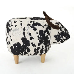 Velvet Cow-Shaped Ottoman – Cute Footstool with Cushioned Seat for Playroom & Porch