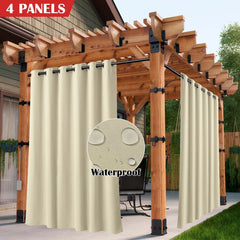 2/4PCS Waterproof Outdoor Curtains, UV Protection, Thermal Insulation, Sun Blocking, Grommet Top for Porch, Pergola, Cabana