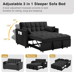 3-in-1 Convertible Sleeper Sofa Bed – Velvet Futon Couch with Adjustable Backrest & Side Pocket