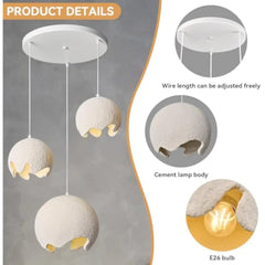 White Modern 3-Lights Pendant Light Concrete Chandelier for Dining Room Kitchen Island Light Hallway Restaurant Hanging Lamp E2