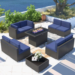 Patio Furniture Set  Fire Pit Table, Outdoor Sectional Wicker Conversation Sofa Sets  patio furniture  patio furniture set