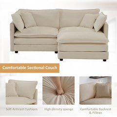 Deep Seat Sectional Sofa, 76.7" Comfy Cloud Couch loveseat with Ottoman, Modern Chenille Upholstered Modular Sofa L Shaped Couch