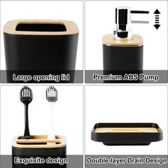 Black/white bathroom accessories set, 8-piece bathroom set