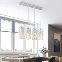 Chrome Pendant Lighting Modern Pendant Light, Mini Crystal Chandeliers,Adjustable Pendant Light Fixture for Kitchen Island Dinn