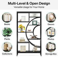 Tribesigns Bookshelf Industrial 5 Tier Etagere Bookcase, Freestanding Tall Bookshelves Display Shelf Storage Organizer