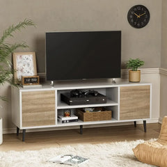 Modern 58-Inch TV Stand with Pop-Up Doors & Cable Management – Entertainment Center for Living Room & Bedroom