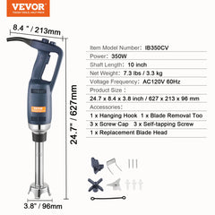 SucceBuy Commercial Immersion Blender 500W 16inch Stepless Variable Speed Multi-Purpose for Soup Sauces Mashed Potatoes Cream