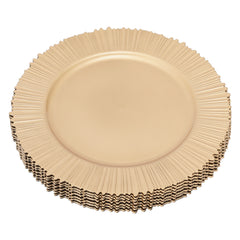 100 PCS Charger Plates Set, 13in Gold Round Dinner Plate, Plastic Decorative Service Plate Wedding Decor Table Place