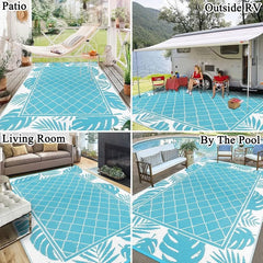 Outdoor Rug Carpet for Patio 6' x9' Waterproof Reversible Plastic Straw Rug Portable Outside Area Rug Camping Mat for Patio