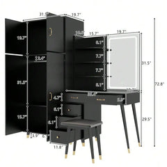Large Vanity Table With Armoires Wardrobe Set Led Makeup Mirror Bedroom Dresser