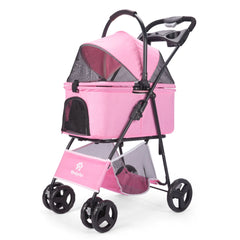 Wedyvko Luxury Detachable Pet Stroller Light Cup Holder Design Four-wheeled Universal Wheel Dog Cart Outdoor Travel Carrying Bag