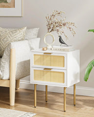 Nightstand with Charging Station, 2 Drawer Dresser for Bedroom, Small Bedside Table