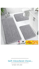 Set of 2 Waffle Bathroom Rugs Non Slip Washable Ultra Absorbent Runner Mats Comfortable Soft Bath Floor Mats