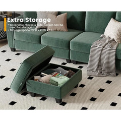 Sectional Sofa Couch for Living Room, 106 Inches L Shaped Couch with Storage, 5 Seater Corduroy Home Sofas, Modern Couches with