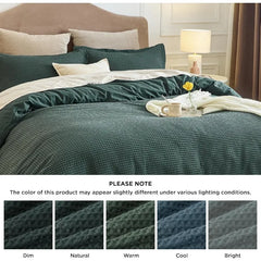 Cotton Duvet Cover King - 100% Cotton Waffle Weave Coconut White Duvet Cover King Size, GentleSoft™ and Breathable Bedding Set