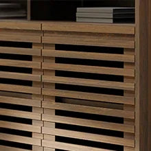 Buffet Sideboard Cabinet Modern Storage Cabinet with Louvered Door and Adjustable Shelf for Kitchen, Coffee Bar, Living Room