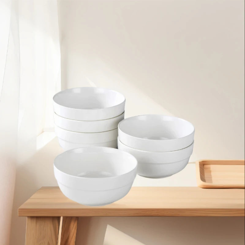 6 Inch Ceramic Soup Bowls, Cereal Bowls Set of 6, 24 Ounces White Kitchen Bowls, Bowls for Cereal Soup Rice Pasta Salad Oatmeal