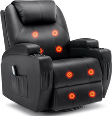 Recliner Chair, Rocking Chair with Massage and Heat, 360° Swivel Recliner Chairs, Rocker Manual Recliner with Remote Control