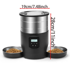 4.5L Button WiFi Automatic Cat Feeder Includes Two Stainless Steel Bowls Smart Pet Cat and Dogs Food Dispenser Feeder Pet Feeder