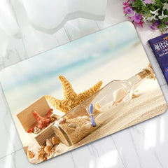 Beach Waves Pattern Home Rubber Doormat Outdoor Anti-slip Bathroom Mats Bedroom Carpets Bedside Mat Kitchen Area Rug Small rug