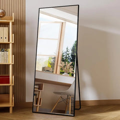 Full Length Mirror 65"x22", Full Body Tempered Mirror Rectangle with Stand, Large Wall Mounted Mirror for Bedroom