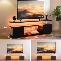 LED TV Stand White TV Stands for Living Room Modern TV Stand with Storage for 65/70/75 inche TVs Entertainment Center for Living