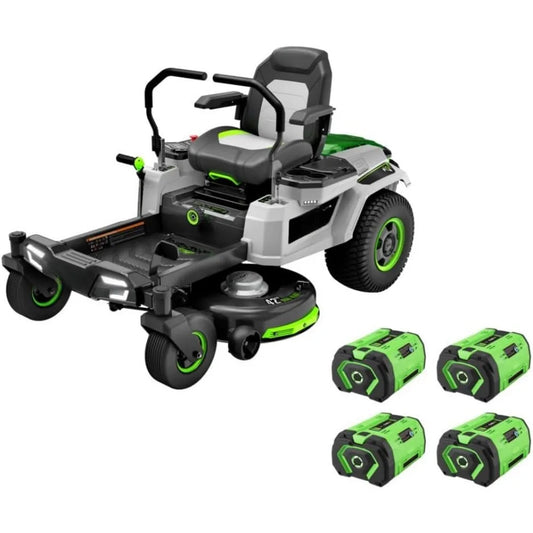 Electric Riding Lawn Mower, 42" Deck with Zero Turn Radius, Includes (4) 56V 10.0Ah Batteries and Charger - ZT4204L